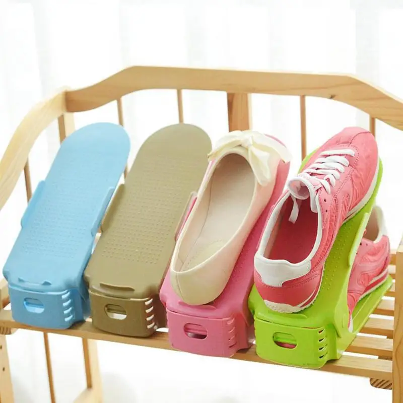 Double Storage Shoe Rack Durable Adjustable Shoe Organizer Layer Footwear Support Slot Space Saver Home Shoes Shelf Organizer