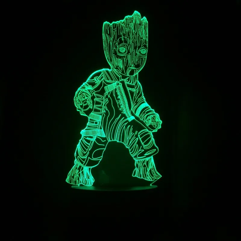 Gardiens de la galaxie Groot 3D Anime lampe PVC figurines Marvel Avengers Endgame je suis Groot Figurine jouets cadeau