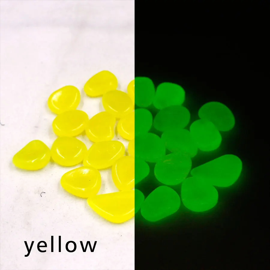 yellow 100 шт Декорации для аквариума камни светится в темноте светящиеся галечные камни для сада флуоресцентные камни украшения аквариума - Цвет: yellow