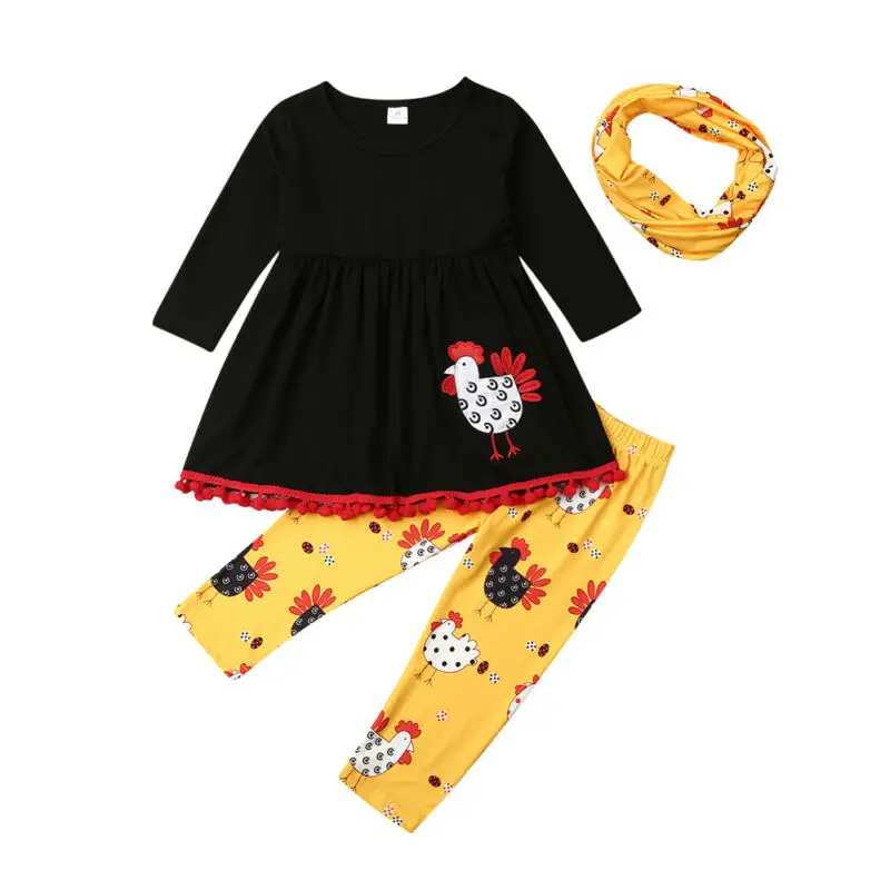 

Kids Baby Girls Long Sleeve Thanksgiving Clothes Turkey T-shirt+ Pants Outfit festival cloth