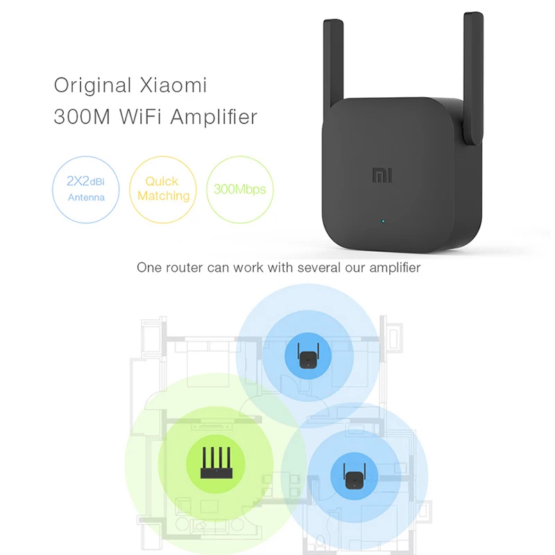 Оригинальный Wi Fi усилитель Xiaomi Pro Router 300M 2 4G ретранслятор сетевой расширитель