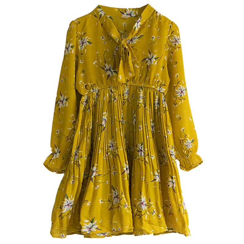 

4 to 14 years kids & teenager girls long sleeve floral print chiffon dress children girls fashion casual spring flare dress