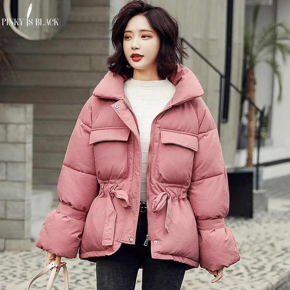 PinkyIsBlack женские зимние куртки парки мода 2019 толстый фонарь теплого света рукава