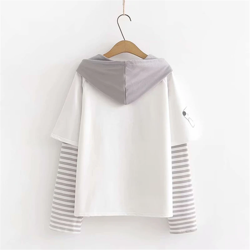 Merry Pretty Cotton Women's Letter Print Striped Patchwork Hoodies Sweatshirts 2019 Winter Long Sle
