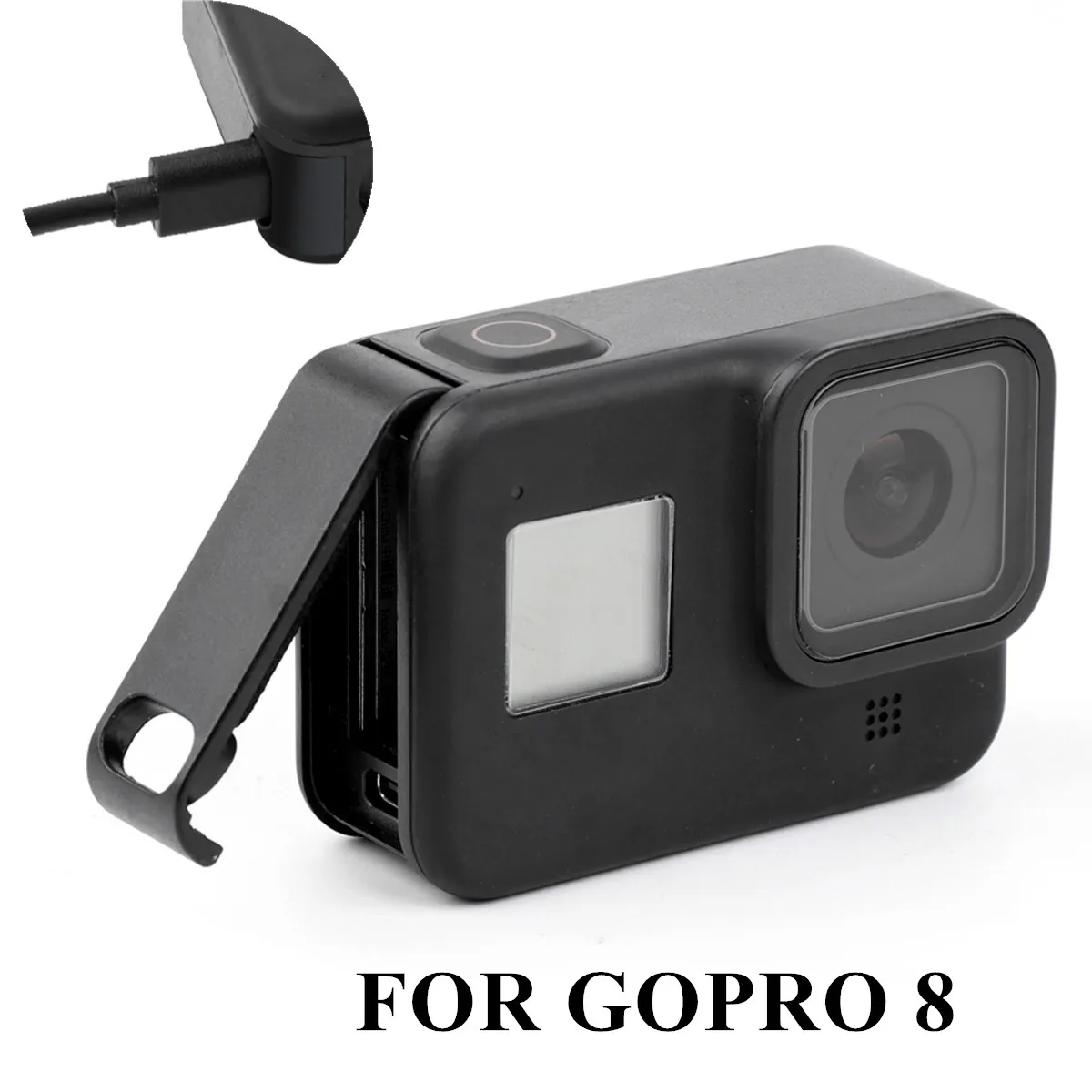 Cubierta protectora lateral recargable para cámara GoPro Hero 8, tapa de batería de plástico a prueba de polvo, funda carcasa para puerta