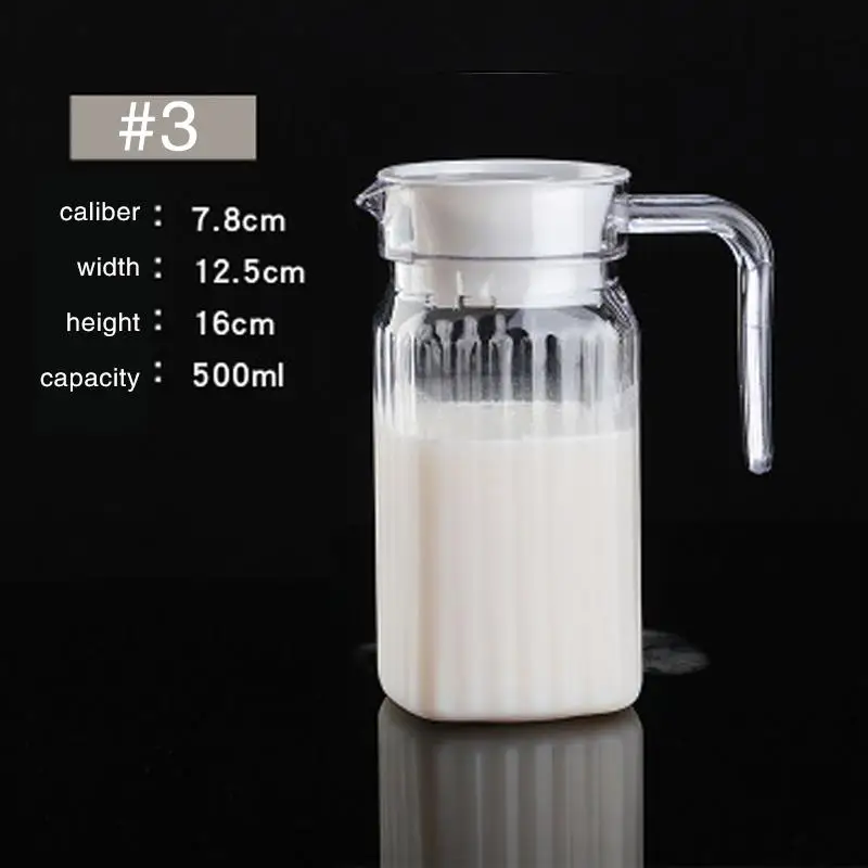 Striped pot 500ml Прочный прозрачный чайник Pc фруктовый сок прочный семейный PC холодный чайник анти-падение пластиковая бутылка для воды кухонный винный контейнер - Цвет: Striped pot 500ml