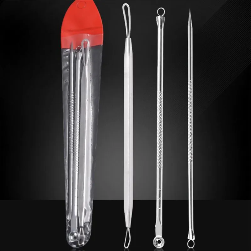 3PCS Stainless Steel Extractor Blackhead Remover Needles Dots Cleaner Acne Blemish Remover Needles Black Spot Pore Cleanser