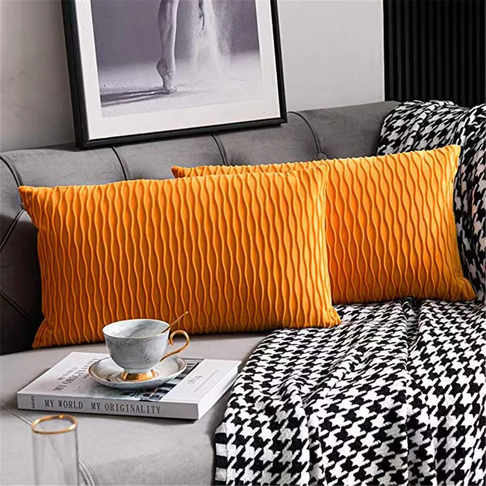 Solid Stripped Cushion Cover Long Rectangle Throw Pillow Case Room Decors