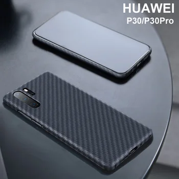 

100% For Huawei P30/P30Pro Real Carbon Fiber and Kevlar Material 0.6mm Thin Slim Camera Lens 3D Full Body Protective Case Cover