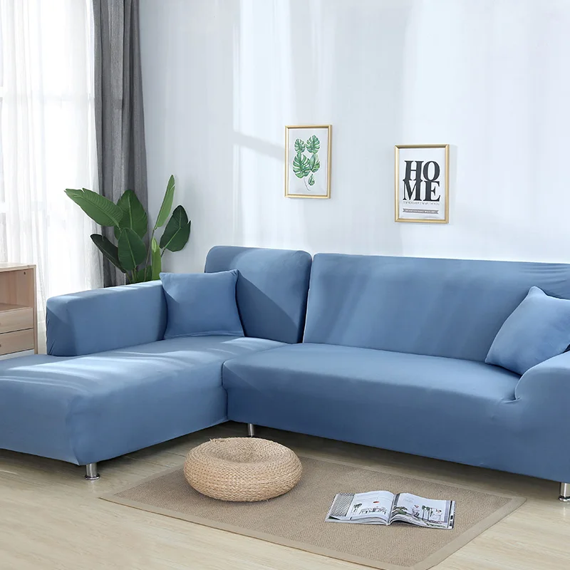 1/2 шт. чехлы для диванов для гостиной угловой l-образный диван секционный шезлонг чехол для кресла стрейч - Цвет: Sapphire