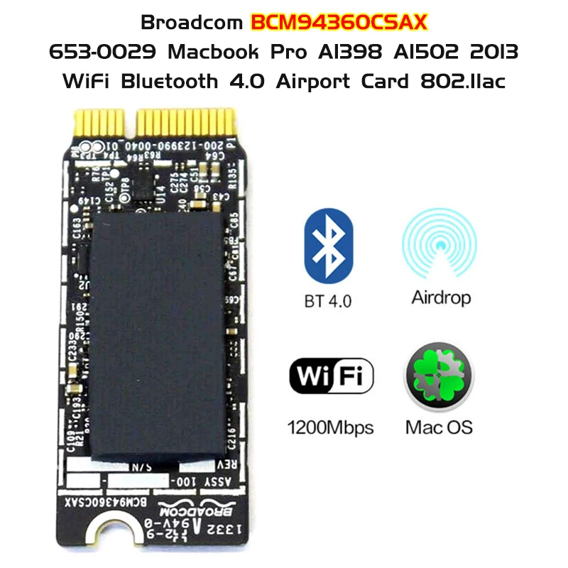 661 8143 653 0029 Wifi Bluetooth Аэропорт карта для Macbook Pro Retina 15 "A1398 13" A1502 BCM94360CSAX wifi 2013|wifi