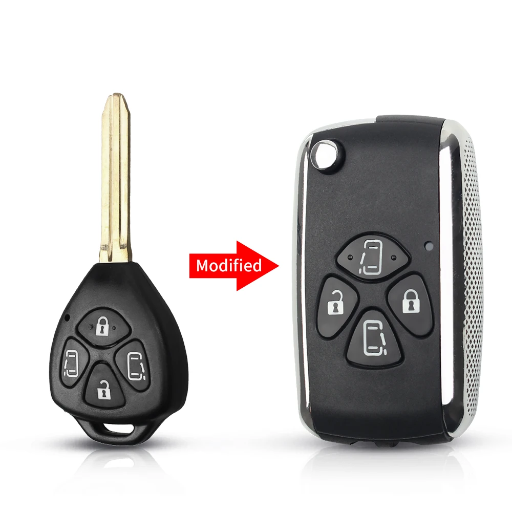 Model 4 Чехол для ключа автомобиля KEYYOU модифицированный для Toyota Yaris Prado Tarago Camry Corolla RAV4 Hilux Vitz Aqua eiz Crown Avalon Venza 2007-2012 - Количество кнопок: Model 4