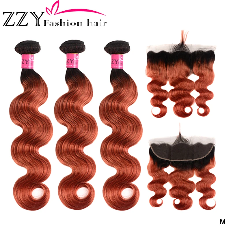 

ZZY Brazilian T1B/350 Body Wave Bundles With Frontal non-remy Blonde Human Hair Lace Frontal Closure With Bundle