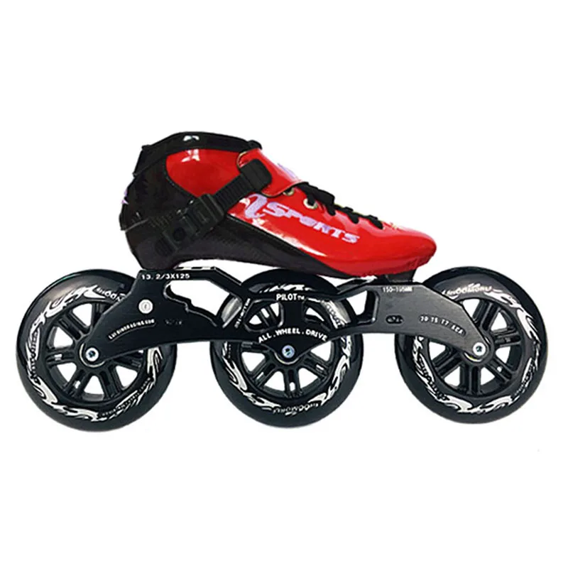 Red Black ISPORTS скоростные роликовые коньки из углеродного волокна для соревнований 3*125 мм уличные гоночные коньки для детей и взрослых SH56 - Цвет: Red Black
