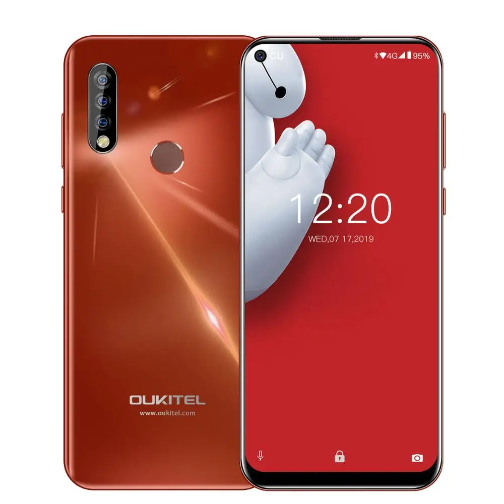 Смартфон OUKITEL C17 Pro 2,4G/5G WiFi 4G LTE Android 9,0 MT6763 сканер отпечатков пальцев распознавание лица 6,3" HD экран 4 Гб 64 Гб мобильный телефон - Цвет: Red