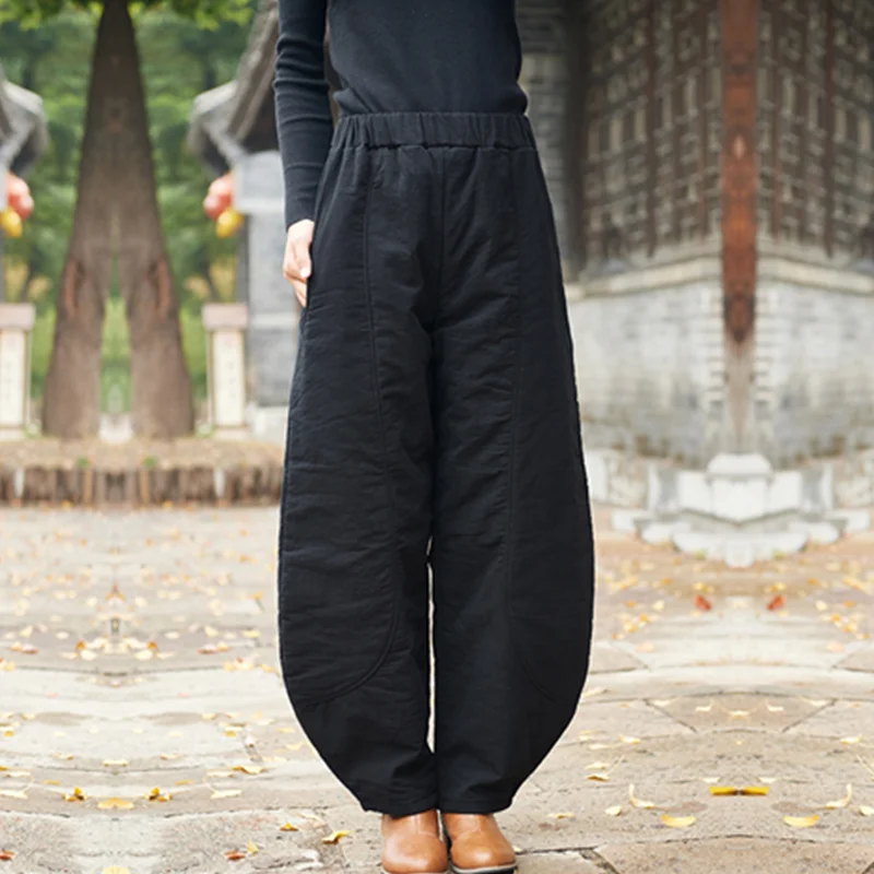 Women  Baggy Cargo Ethnic Vintage Elastic High Waist Loose Long Cotton Line Oversize  Trousers Wide Leg Clothes  Large Size