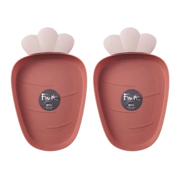 

2pcs Kitchen Living Room Cute Radish Shape Easy Clean Snack Storage Fruit Tray Food Plate Home PP Large Capacity Anti Slip