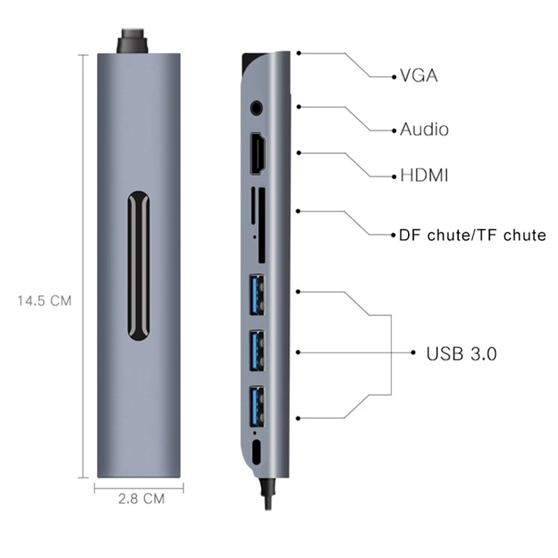 Многофункциональный USB-C к HDMI VGA разъем аудио адаптер для ПК компьютера ноутбука SP99