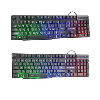 

Russian Keyboard Wired Gaming Keyboard 104 Keys Backlit LED Keyboards USB Waterproof Mechanical Feel Gamer Keyboard For Laptop