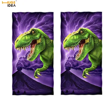 

HUGSIDEA 2Pcs Cartoon Dinosaur Print Bath/beach Towel for Kid/Child Microfiber Shower Towel Boy's Spa/Gym Blanket Jurassic Mats