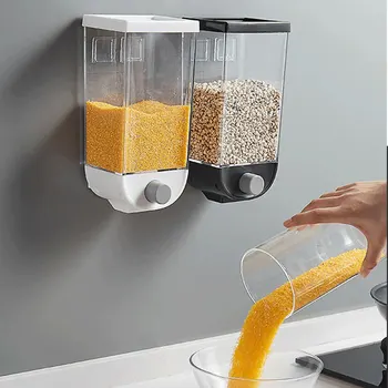 

Cereal Dispenser Container Wall Mounted Cereal Dispenser Tank 1500ML Grain Dry Food Container Kitchen Storage Box JS23