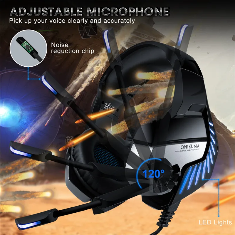 New K5 Pro PS4 Head mounted Stereo Bass Gaming Headphone With Mic LED Light For PC Mobile Phone New Xbox One Computer