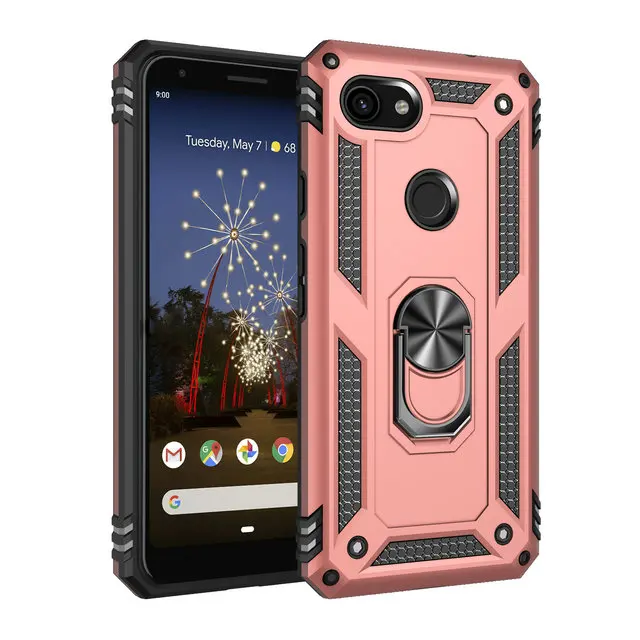 Металлическое кольцо для Google Pixel 4 XL чехол Pixel3A чехол автомобильный держатель телефона для Funda Google Pixel 3A XL чехол 3 A 3AXL Pixel XL4 4XL - Цвет: Rose gold case