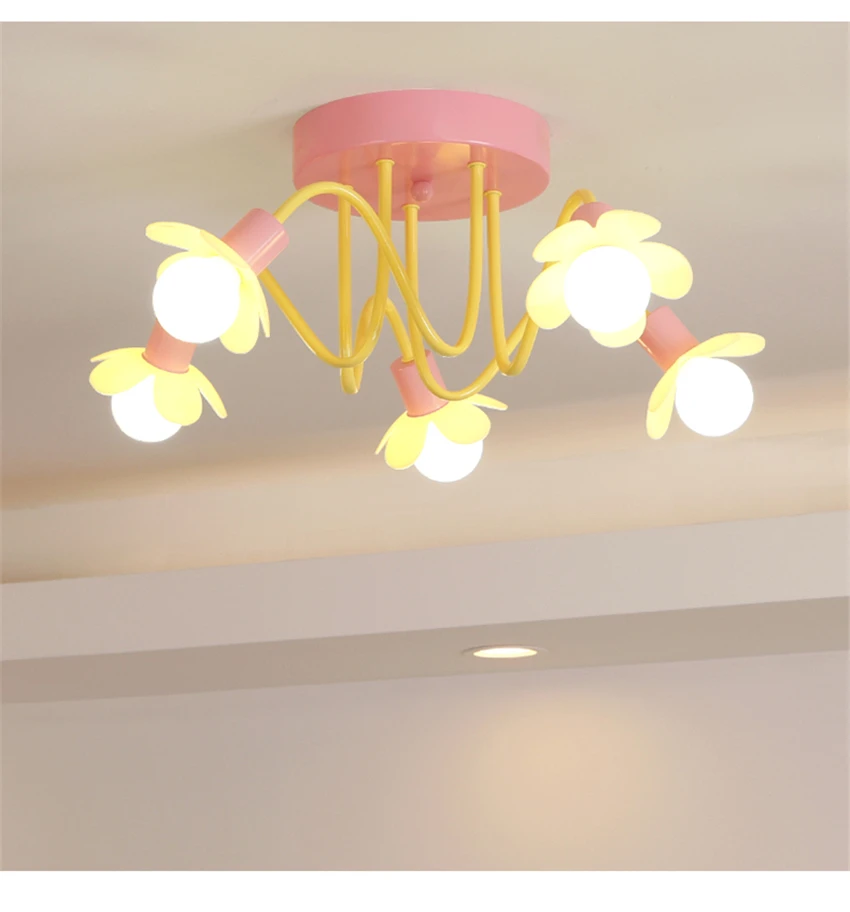 

Nordic Modern Cartoon Flower Ceiling Lights Children's Room Girl Princess Room Lamp Bedroom Study Kindergarten E27 Ceiling Lamps