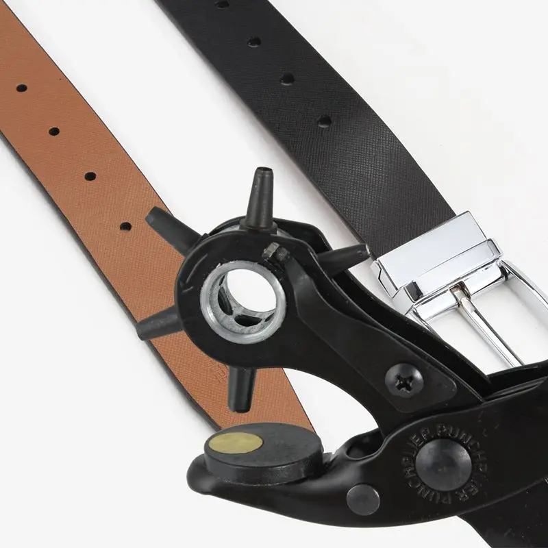 ELEG-Leather дырокол, сверхмощный вращающийся дырокол плоскогубцы инструмент с 2 дополнительными пробойными пластинами и линейкой, мульти размер дырокол для ремня