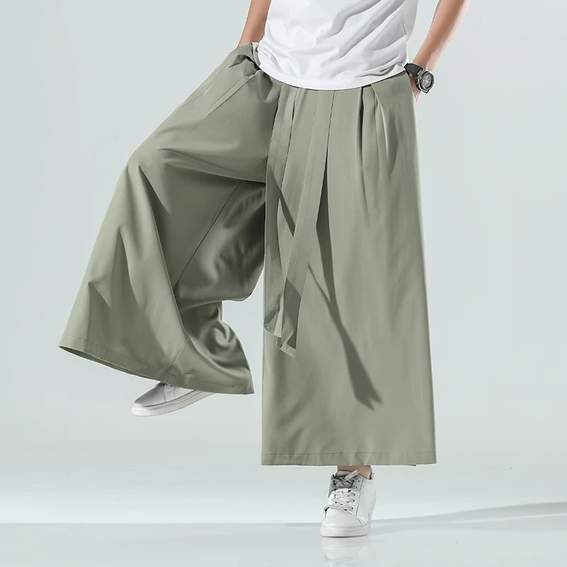 Wide Leg Pants Japanese Hakama Harajuku Kimono Plus Size Casual Wide Pants Men Clothing Chinese Style Hanfu Tang Suit Men Clothing