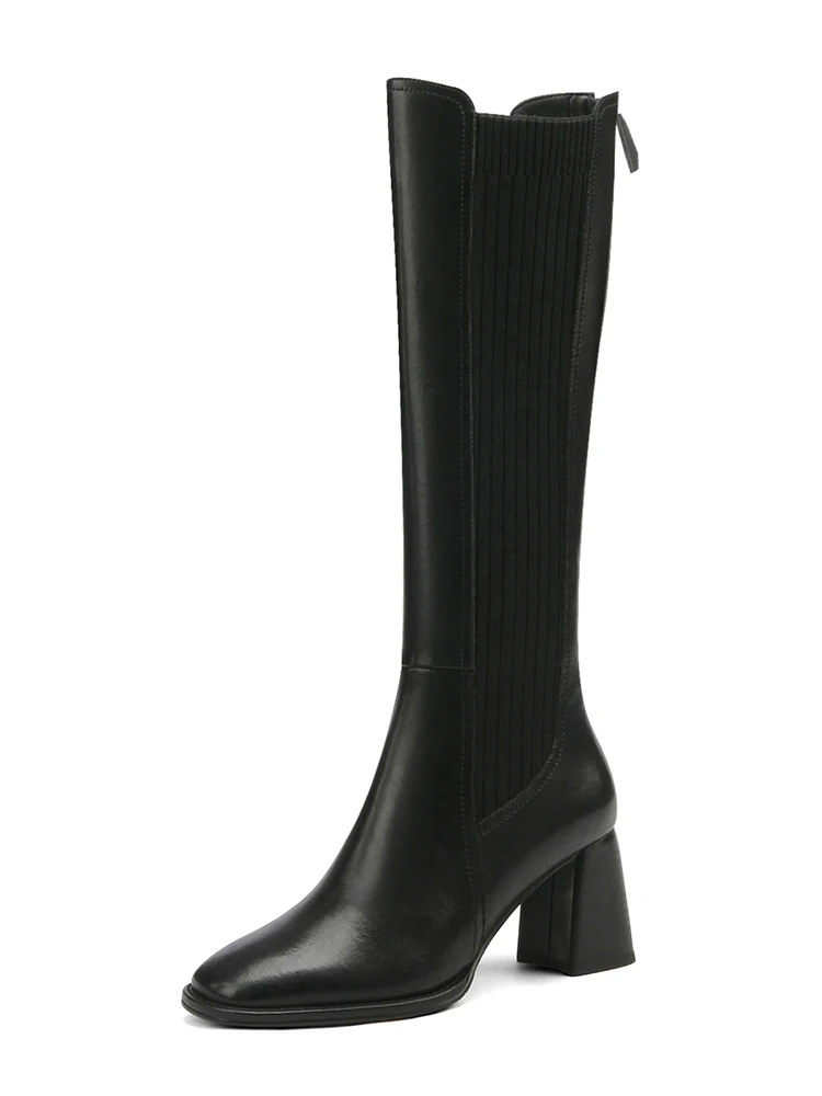 

2022 new fashion leather thick heel riding boots women's winter boots large size boots high heel knee-length thigh high boots