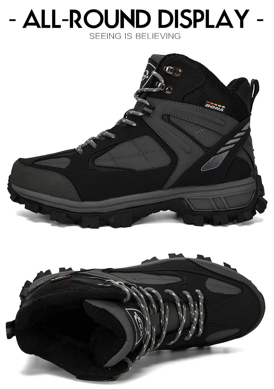 BONA/зимние кожаные мужские походные ботинки; Плюшевые Теплые уличные зимние ботинки для альпинизма; модная Нескользящая спортивная обувь для путешествий