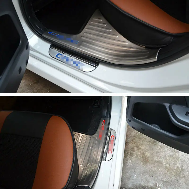 Нержавеющая/наружная Накладка порога для Honda Civic 10th Gen 4DR 17 - Цвет: Синий