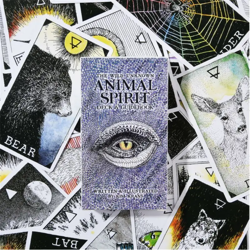 63pcs English Tarot Deck The Wild Unknown Animal Spirits Guidebook Board Game 
