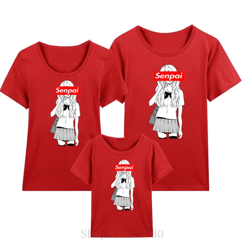 Одежда для матери и дочери senpai waifu sugoi семейная одежда рубашки девочек-подростков