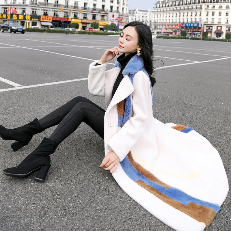 Куртка из искусственного меха, зимнее пальто, женское, новое, корейское, элегантное, высокое качество, плюс размер, толстый, теплый мех, овечья шерсть, длинное, меховое пальто для женщин, 3XL