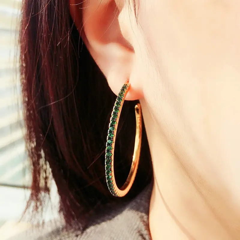 

SINZRY new goegous half circle big CZ Earrings Cubic Zirconia micro paved dangle earring women costume Jewelry