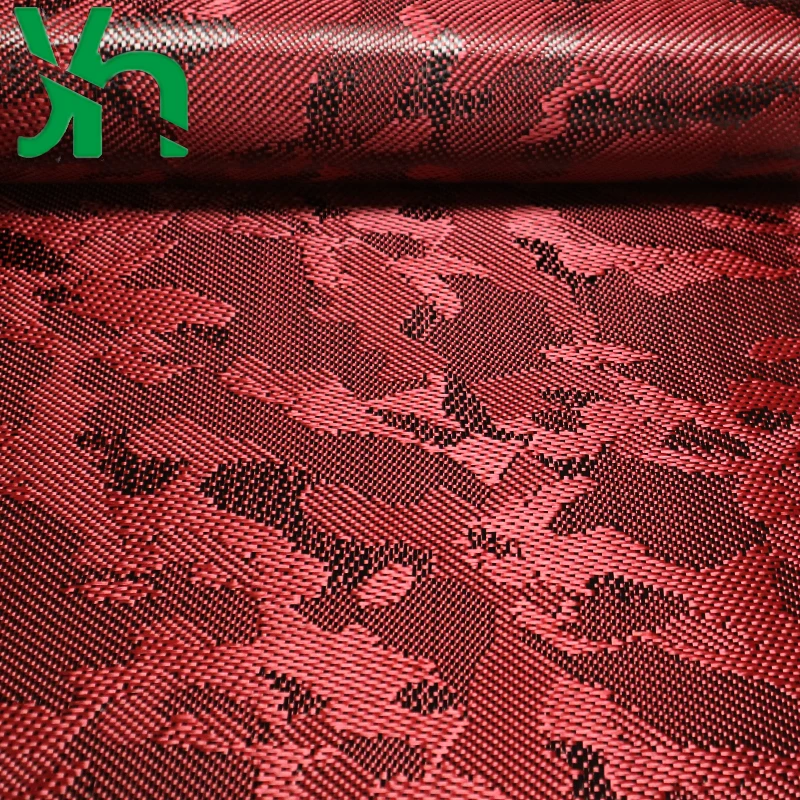 Decoração personalizada de 3k210g padrão camuflagem vermelho, fibra de carbono kevlar, capa automotiva em tecido