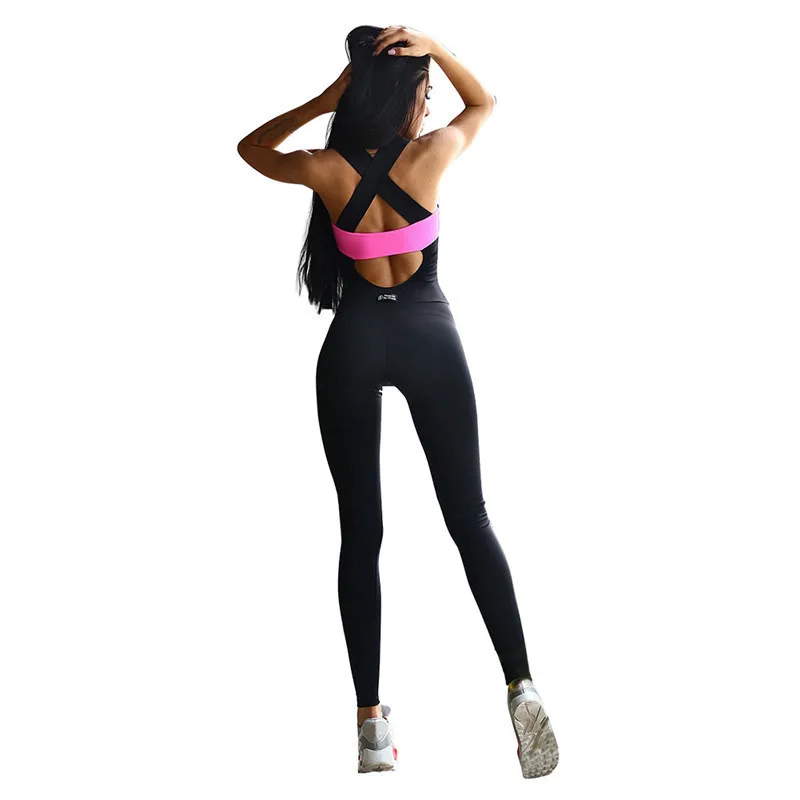 

New Sports Jumpsuit Sport Suit Women Tracksuit Yoga Set Tight Bandage Backless Gym Running Set Sport Wear Women Fitness Clothing