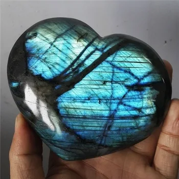 

Natural Labradorite heart Crystal Rough Polished Point From Madagascar