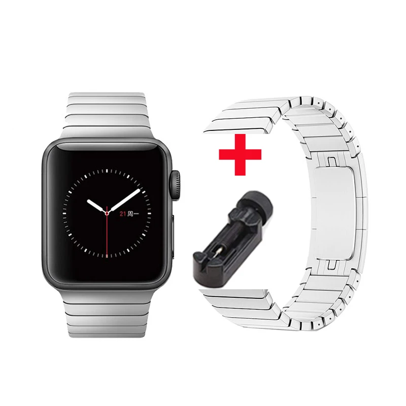 Браслет со звеньями для apple watch band 42 мм 38 мм apple watch 4 iwatch belt 44 мм 40 мм 3 2 1 металлический ремешок из нержавеющей стали - Цвет ремешка: silver