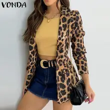 Leopardo do vintage impresso manga longa terno blazer veste vonda feminino 2021 inverno casual lapela colarinho botão up casaco feminino