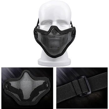 

Airsoft Mask Half Lower Face Metal Steel Net Mesh Mask Hunting Cycling Tactical Protective CS Halloween Party Half Face Mask