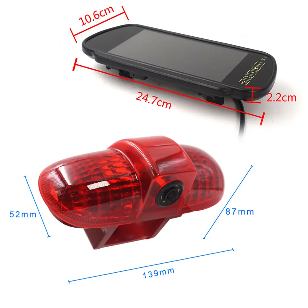 Carsanbo Car Brake Light Backup Camera Rear view For Opel Vivaro/Renault Trafic 2001- with 7 Inch Rearview Mirror Monitor