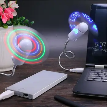 

Adjustable Mini LED Light USB Fan DIY Programming Any Characters Messages Word mini fan Creative Air Cooler