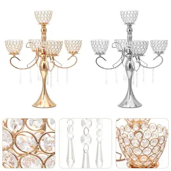 

Silver/Gold 5 Holders Metal Candle Holder Candlestick Wedding Decoration Stand Mariage Home Decor Candelabra