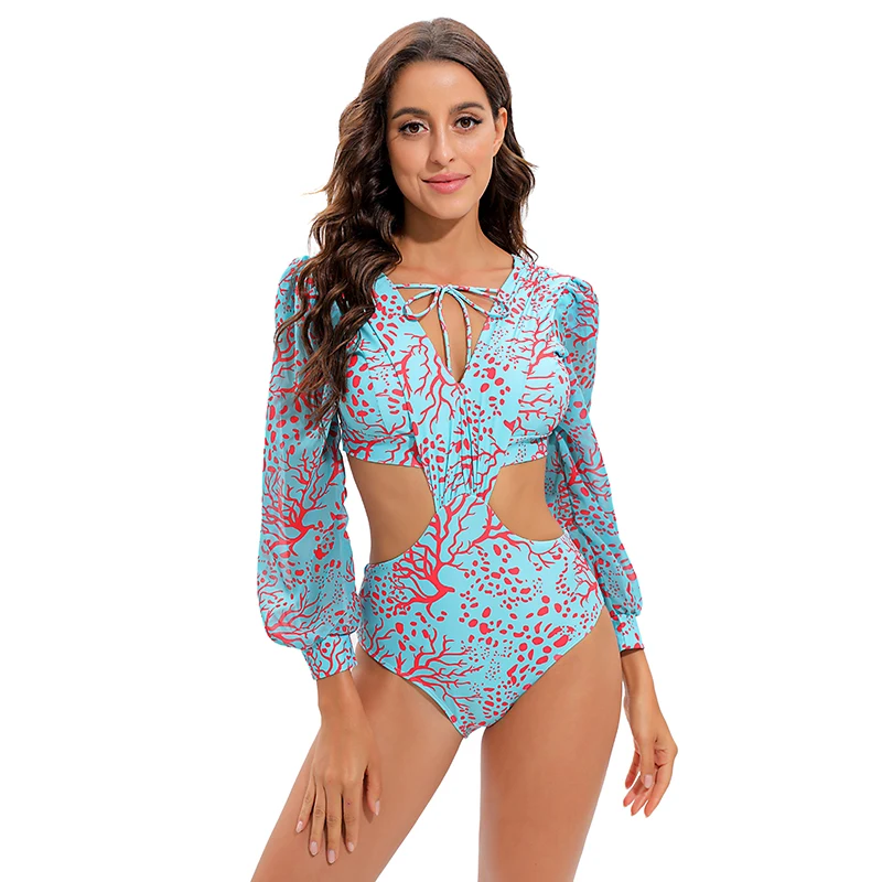 Surfing Swimsuit For Women 2022 Bikini Long Sleeve Swimwear Tiger Print Push Up Summer Bath Suit Two Piece Bandeau Biquini plus size swimwear