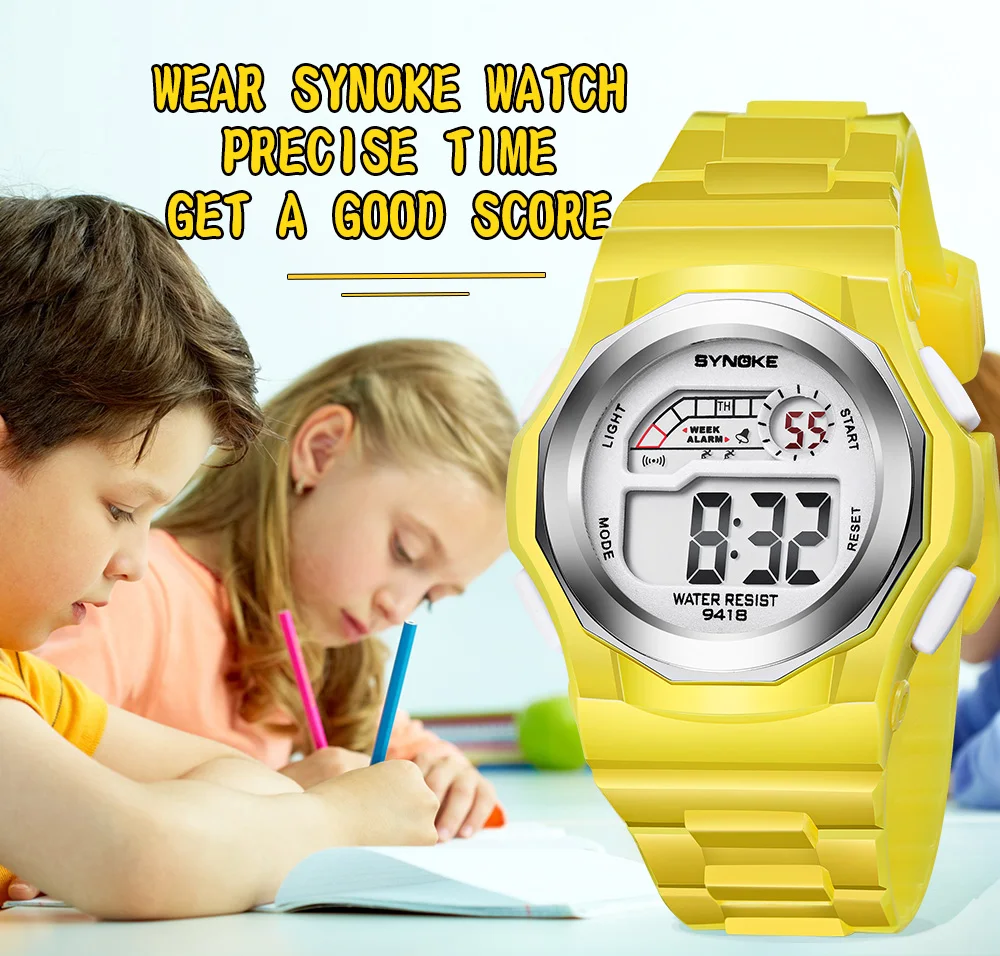 SYNOKE Children's Waterproof Electronic Watch Alarm clock calendar thin digital watches gift Student sports wristwatch relogio enlarge
