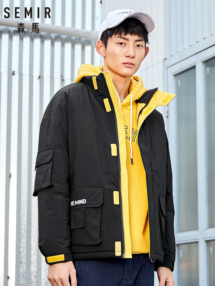 

SEMIR Cotton jacket men 2019 winter new loose short cotton men thick coat bread sytle Korean version cotton jacket brand