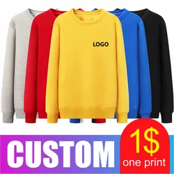 Custom O-Neck Sweatshirt Autumn Round Collar Clothing Own Logo by Embroidery/Digital/ Silk Printing Cotton Liner Thin Section